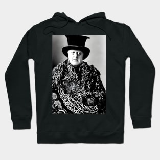 Black and White Cyberpunk Aleister Crowley The Great Beast of Thelema painted in a Surrealist and Impressionist style Hoodie